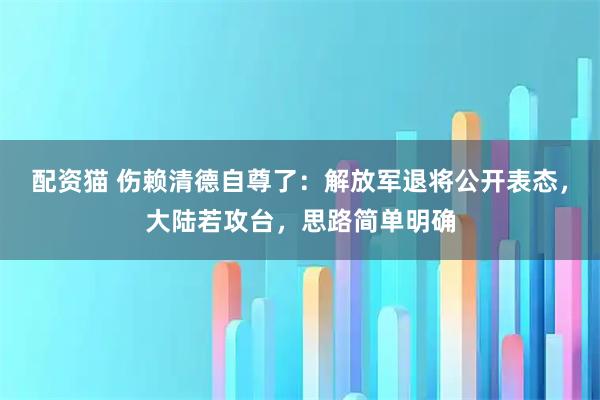 配资猫 伤赖清德自尊了：解放军退将公开表态，大陆若攻台，思路简单明确