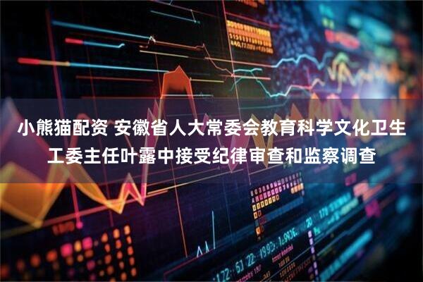 小熊猫配资 安徽省人大常委会教育科学文化卫生工委主任叶露中接受纪律审查和监察调查
